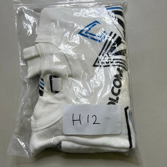 Volcom Thermal Long Sleeve Shirt White Blue Black Graphic Waffle Knit Men’s L - Picture 8 of 8